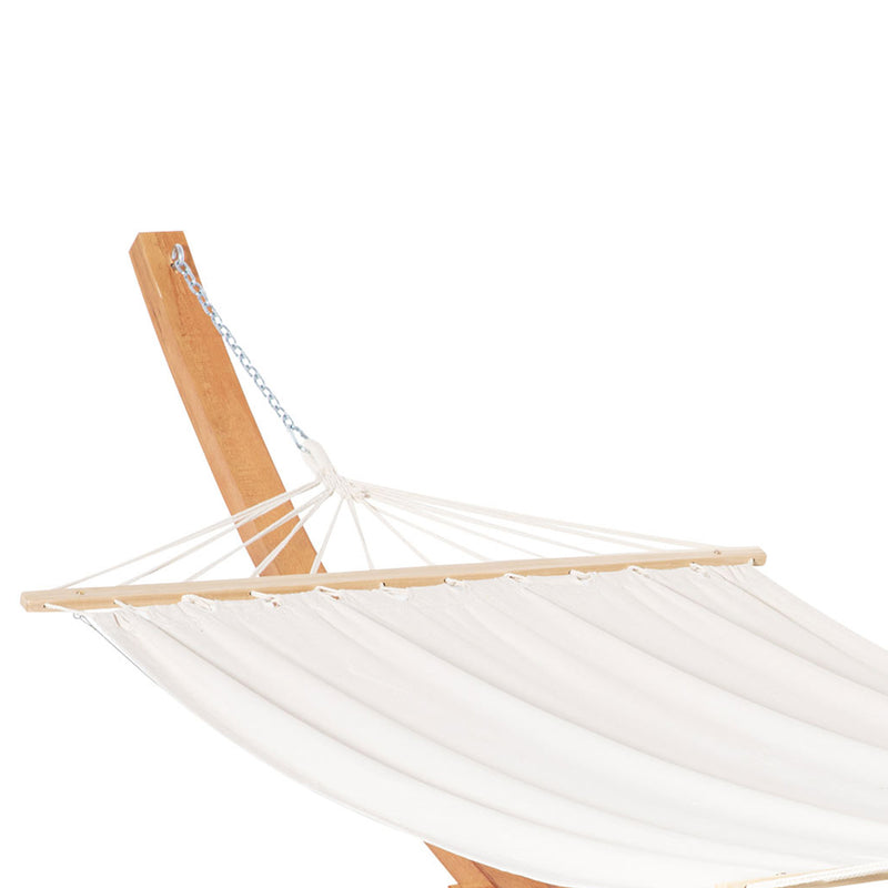 Outsunny Outdoor Garden Hammock with Wooden Stand Swing Hanging Bed for Patio White – view 9