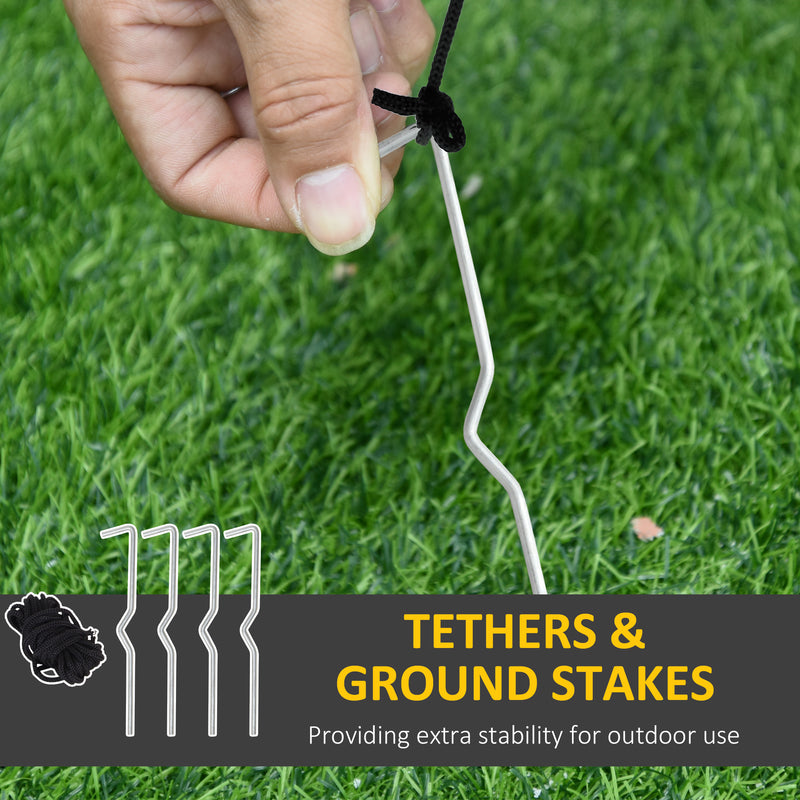 Ground stakes and tether ropes for securing the inflatable