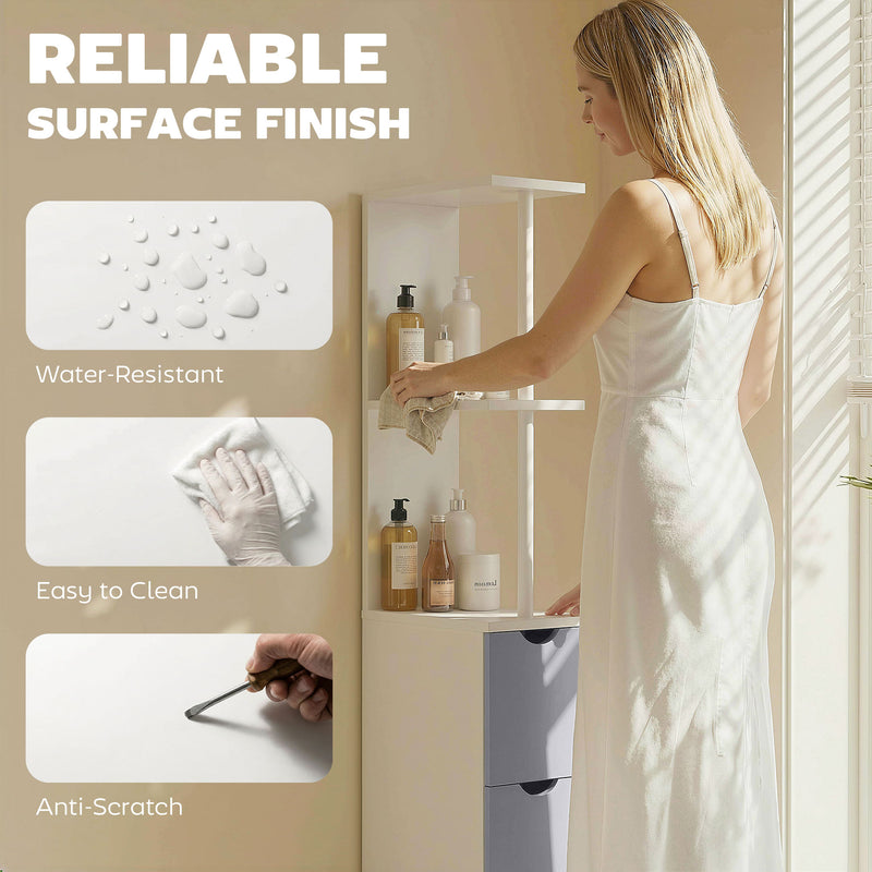 Slim white and grey bathroom cabinet – image 6