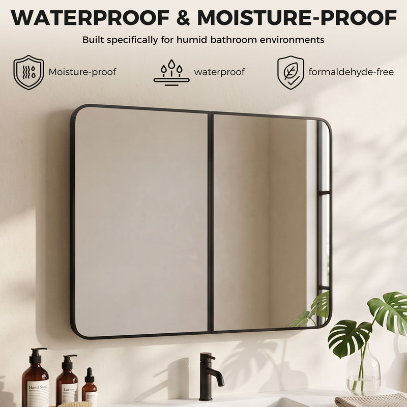 HOMCOM 76.2 x 11.6 x 61 cm Bathroom Mirror Cabinet, Wall Cabinet with Adjustable Shelves, Wall-Mounted or Recessed – view 7