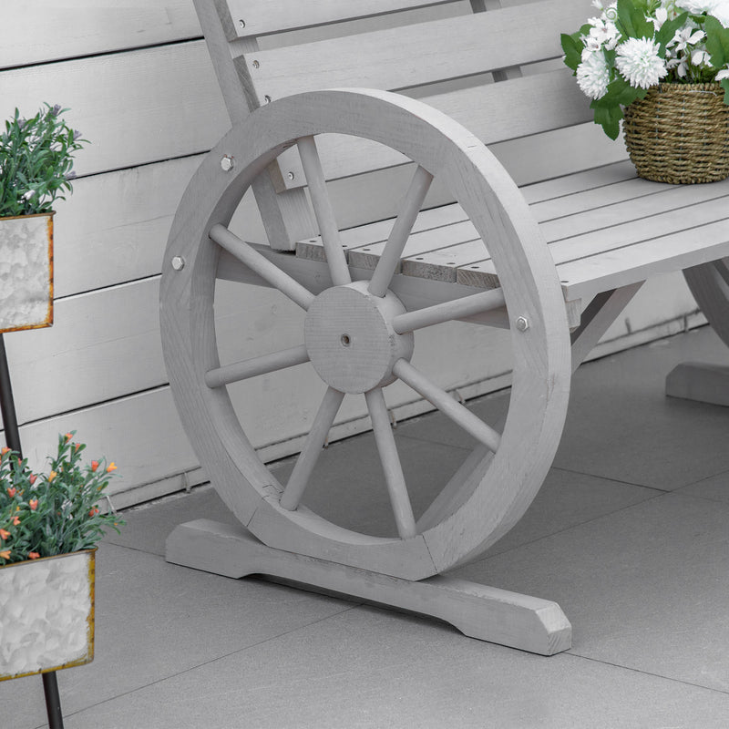 Grey wagon wheel arm bench – image 9