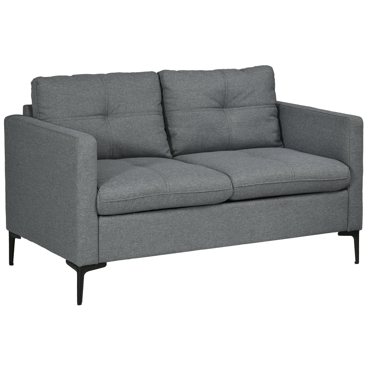 133 cm 2-Seater Sofa with Steel Legs – Grey