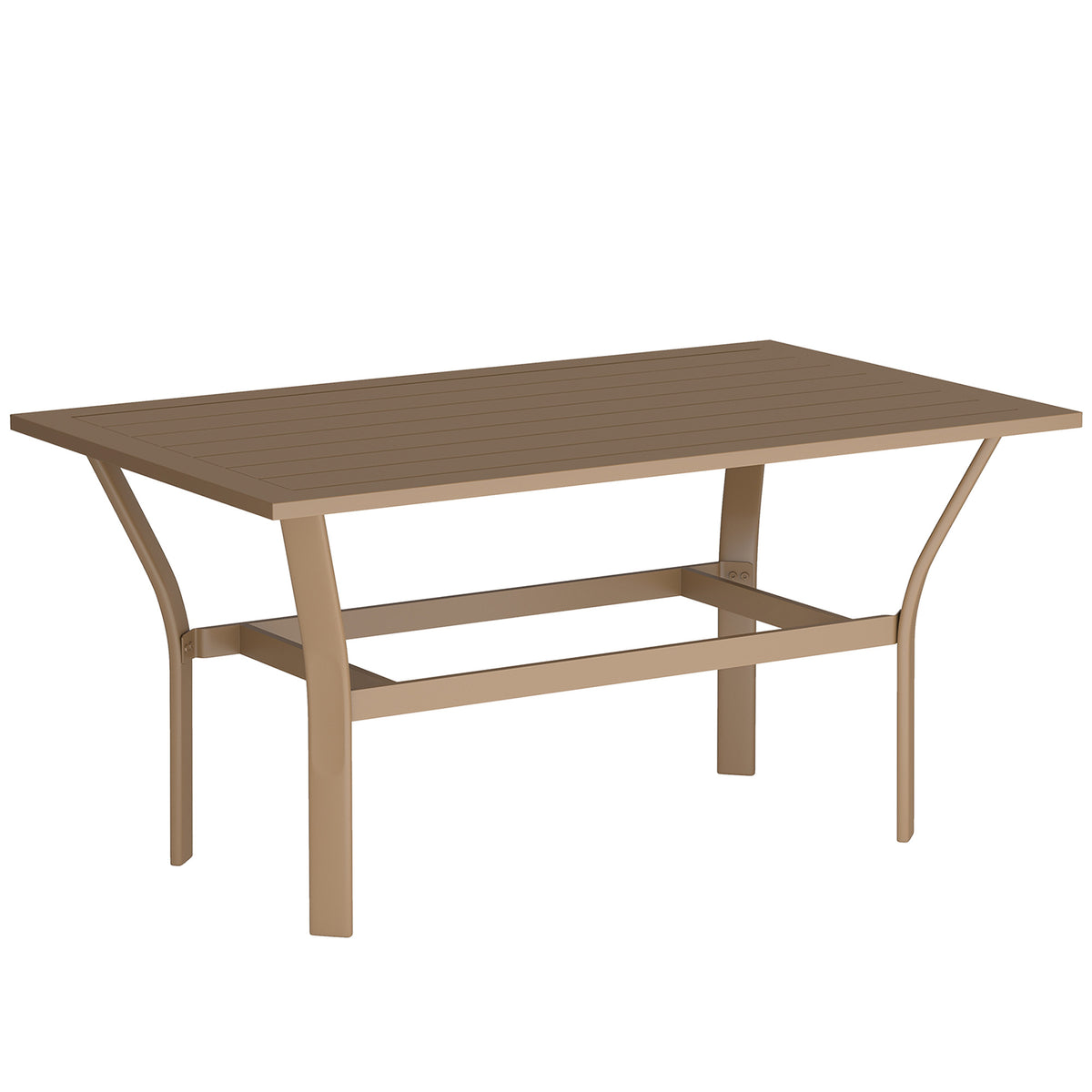 Outsunny Metal Garden Coffee Table, Rectangular Outdoor Side Table with Slatted Tabletop, Foot Pads for Outside, Garden, Balcony, Porch, 91.5 x 55 x 45cm, Brown