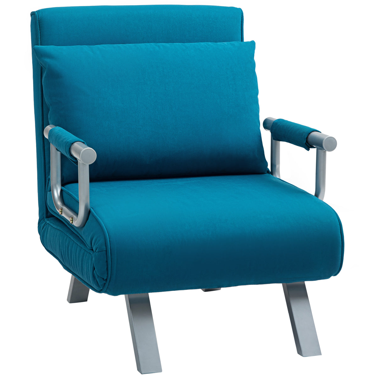 4-in-1 Faux Suede Chair Bed – Blue