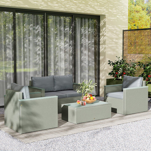 Light grey rattan sofa set – image 2