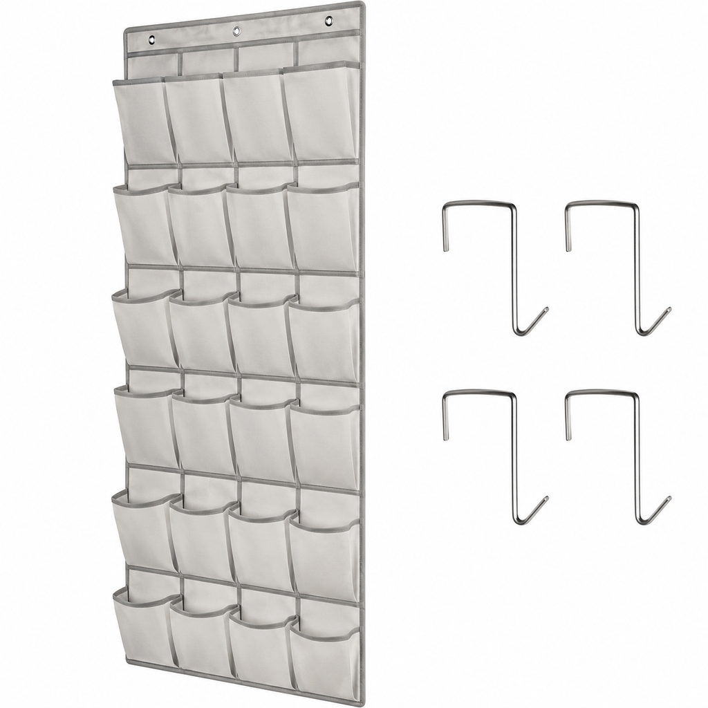 Over Door 24-Pocket Storage Organiser for Shoes, Accessories & Everyday Essentials