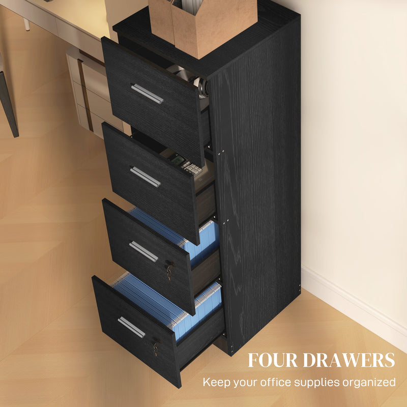 Black 4-drawer lockable filing cabinet – image 4