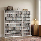 1032 CD/594 DVD Storage Unit, Blu-ray Media Storage Shelf with 24 Compartments and 18 Adjustable Shelves, White