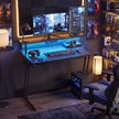 HOMCOM Two-Level LED Gaming Desk - Black – view 2