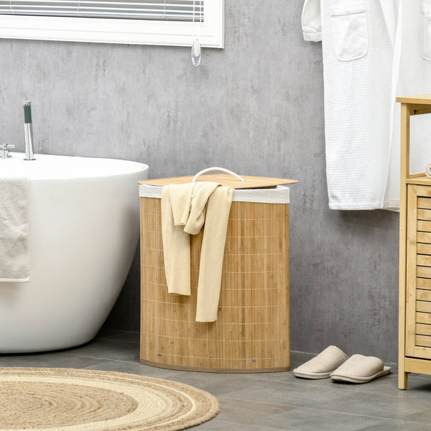 Corner bamboo laundry basket – image 2