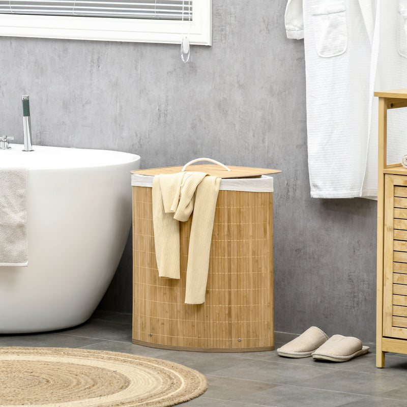 Corner bamboo laundry basket – image 2