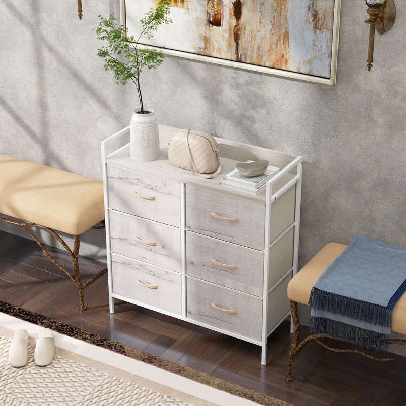 White & natural 6-drawer fabric chest – image 10