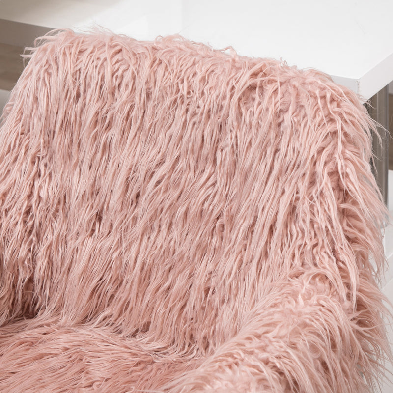 Vinsetto Faux Fur Desk Chair, Rolling Swivel Makeup Chair with Adjustable Height, Armrets for Home Office, Bedroom, Pink – view 8