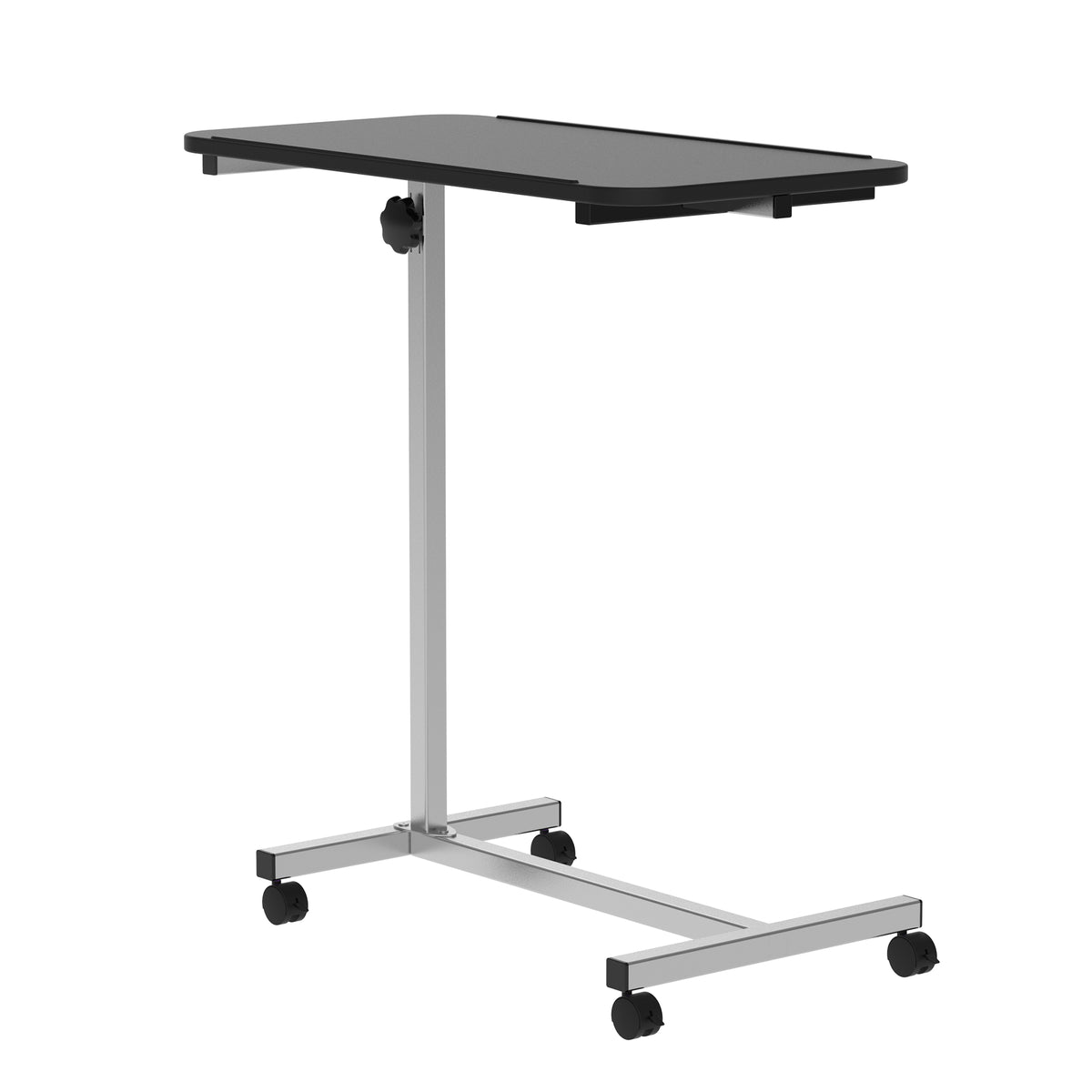 Height-Adjustable Mobile Overbed Table – Black & White