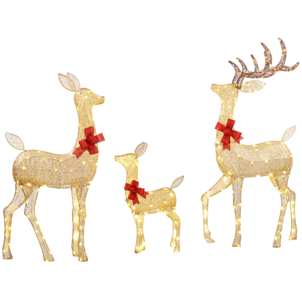 3-Piece Light-Up Reindeer Family on a white background