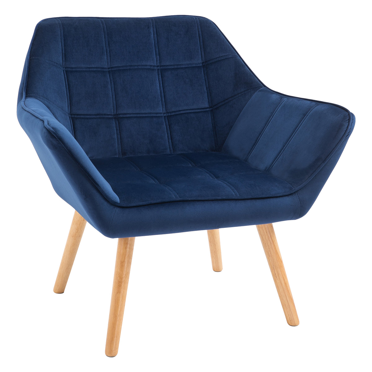 Velvet Slanted-Back Accent Chair – Navy Blue