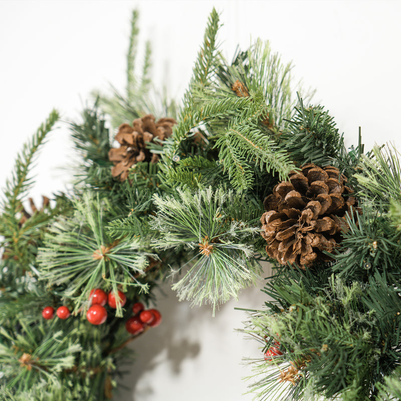 60cm Christmas Wreath in a Christmas room setting