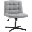 HOMCOM Armless Office Chair, Cross Legged Linen Computer Desk Vanity Chair with Wide Seat, Rocking Function, Grey