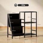 3-Tier Record Player Stand, End Table for Living Room, Bedroom - Black Wood Effect