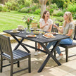 Wood-effect garden dining table with X-legs – image 7