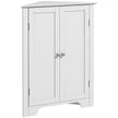 White triangle corner bathroom floor cabinet with recessed door