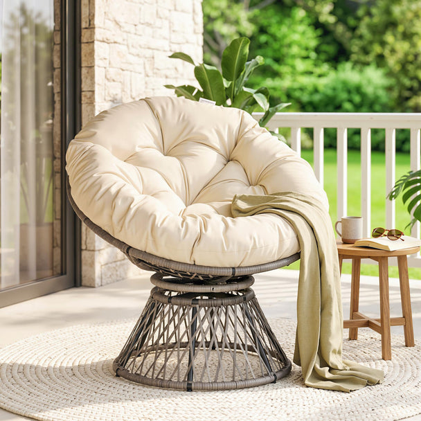 Swivel rattan moon chair – image 2
