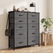 HOMCOM Chest of Drawers, Dresser with 10 Fabric Drawers, Tall Storage Unit with 4 Pockets and 2 Hooks Steel Frame, Grey – view 2