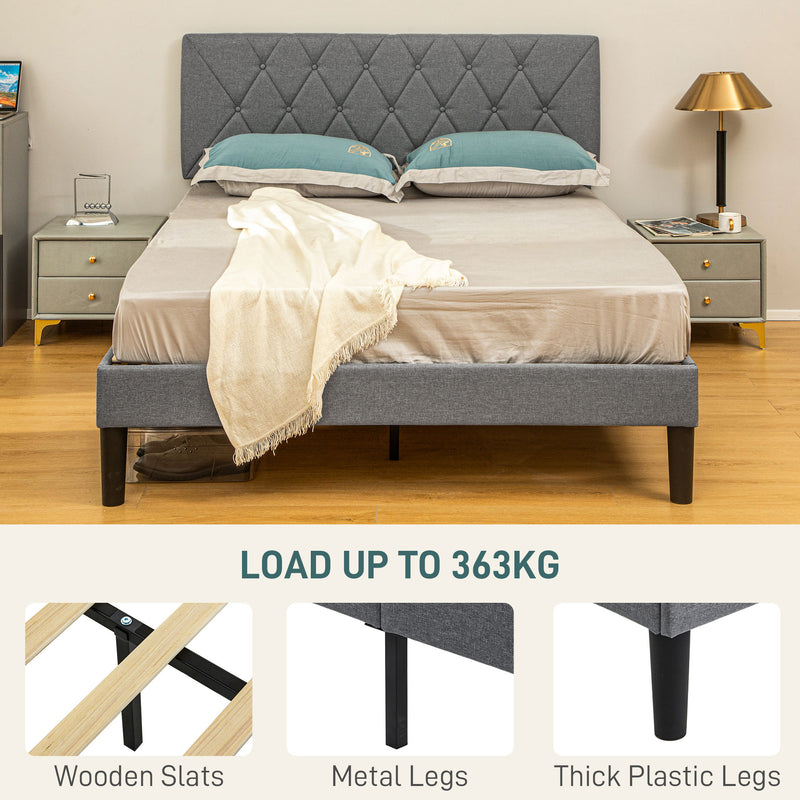 Grey linen-look double bed – image 6