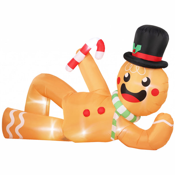 9.8ft Lying Gingerbread Man Christmas Inflatable on a white background