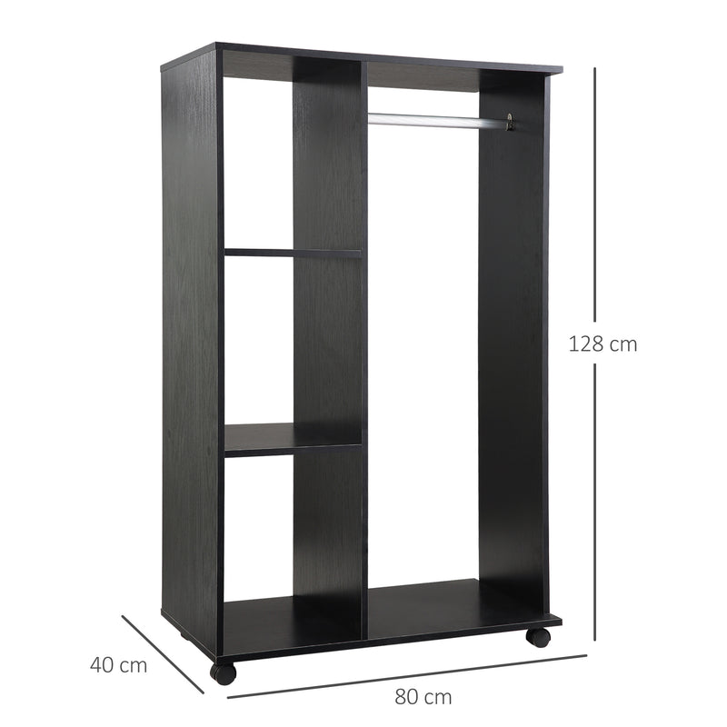 Black open wardrobe on wheels – image 3