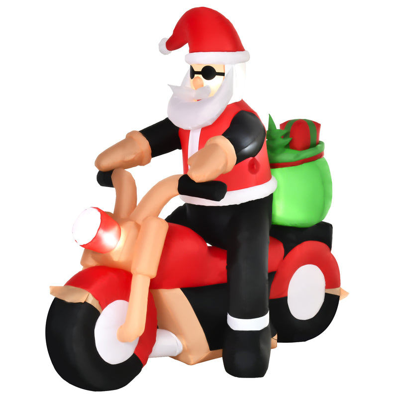 5.5ft Santa on Motorcycle Christmas Inflatable on a white background
