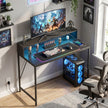 HOMCOM Gaming Desk, 100cm Computer Desk with LED Lights, Power Outlets, Monitor Stand and Remote, Black Wood-Effect – view 2
