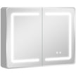 80 × 60 cm LED-lit mirror bathroom cabinet with double mirrored doors and demister