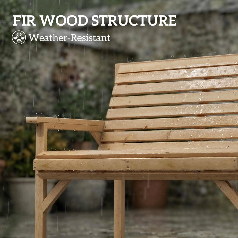 Outsunny 2 Seater Wooden Garden Bench, Slatted Patio Bench with Armrest and Backrest, Outdoor Furniture for Indoor – view 5
