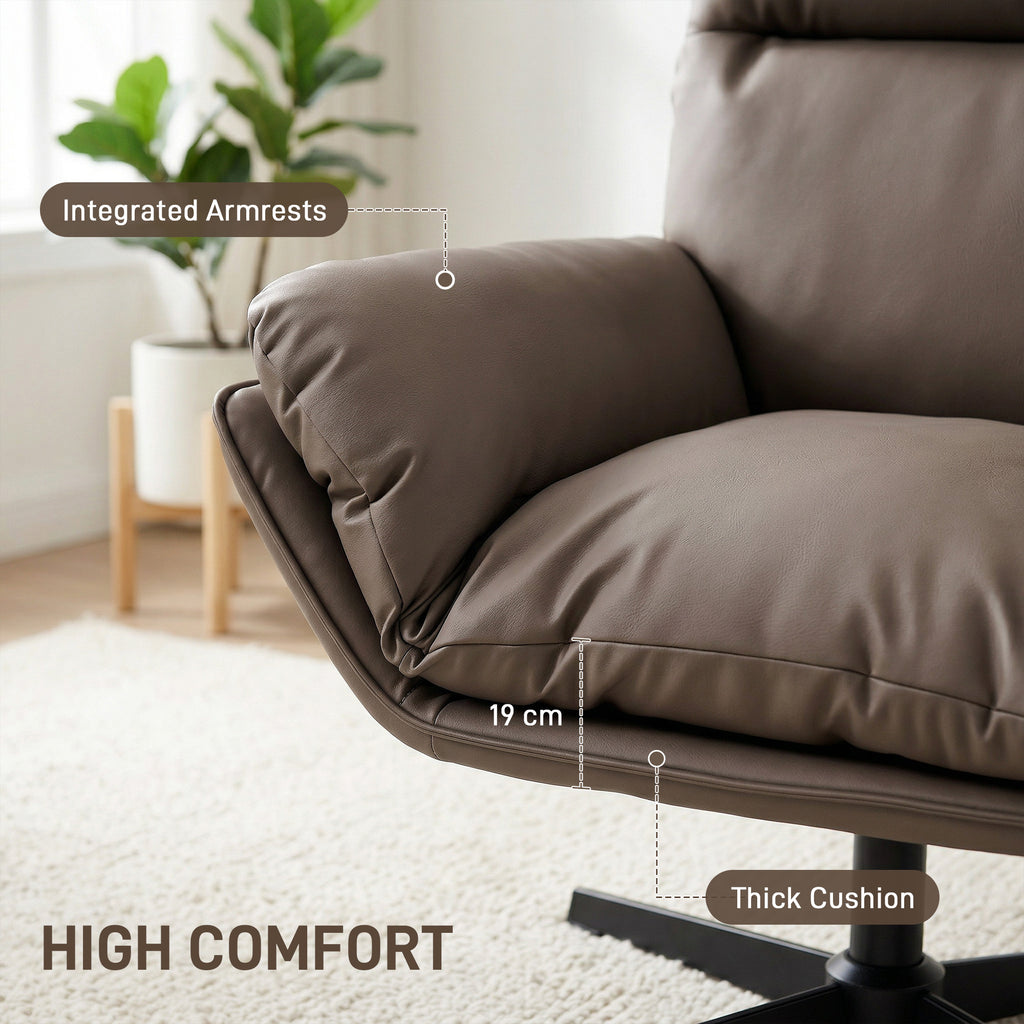 Accent Chair with 360 Swivel Armchair for Living Room with Padded Cushion Dark Brown