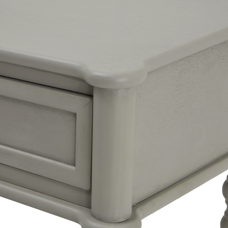 Close-up of the panelled drawer front