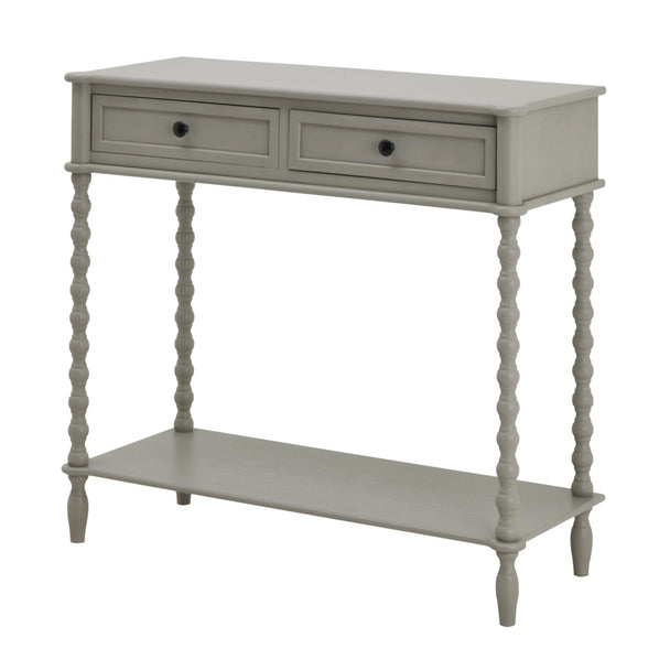 Camden grey 90cm two-drawer console, front view