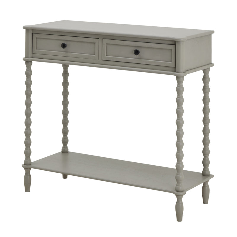 Camden grey 90cm two-drawer console, front view