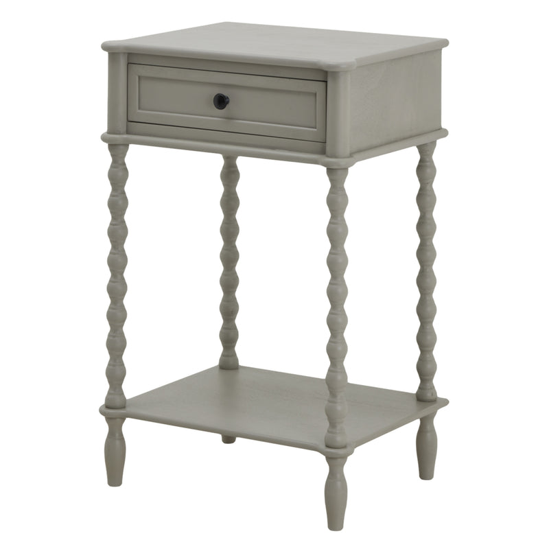 Camden grey bobbin leg side table with drawer