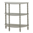 Camden grey half moon three-tier table, front view