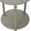 close-up of the lower shelf and turned legs