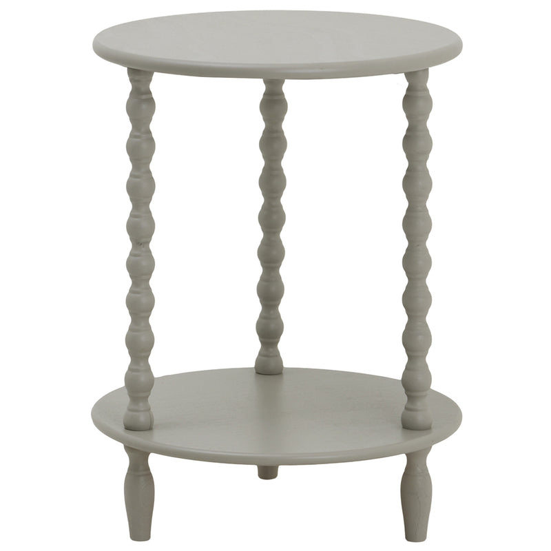 Camden grey round side table with bobbin legs