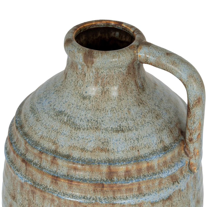Close-up of the Capella vase's neck, handle and ribbed shoulder