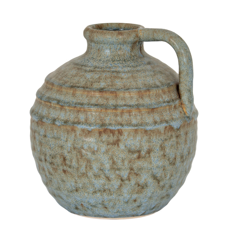 Capella sage grey ceramic jug vase, front view
