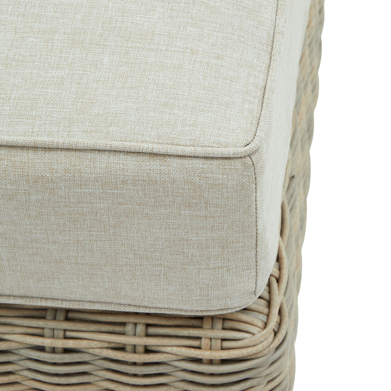 close-up of the cushion and wicker weave