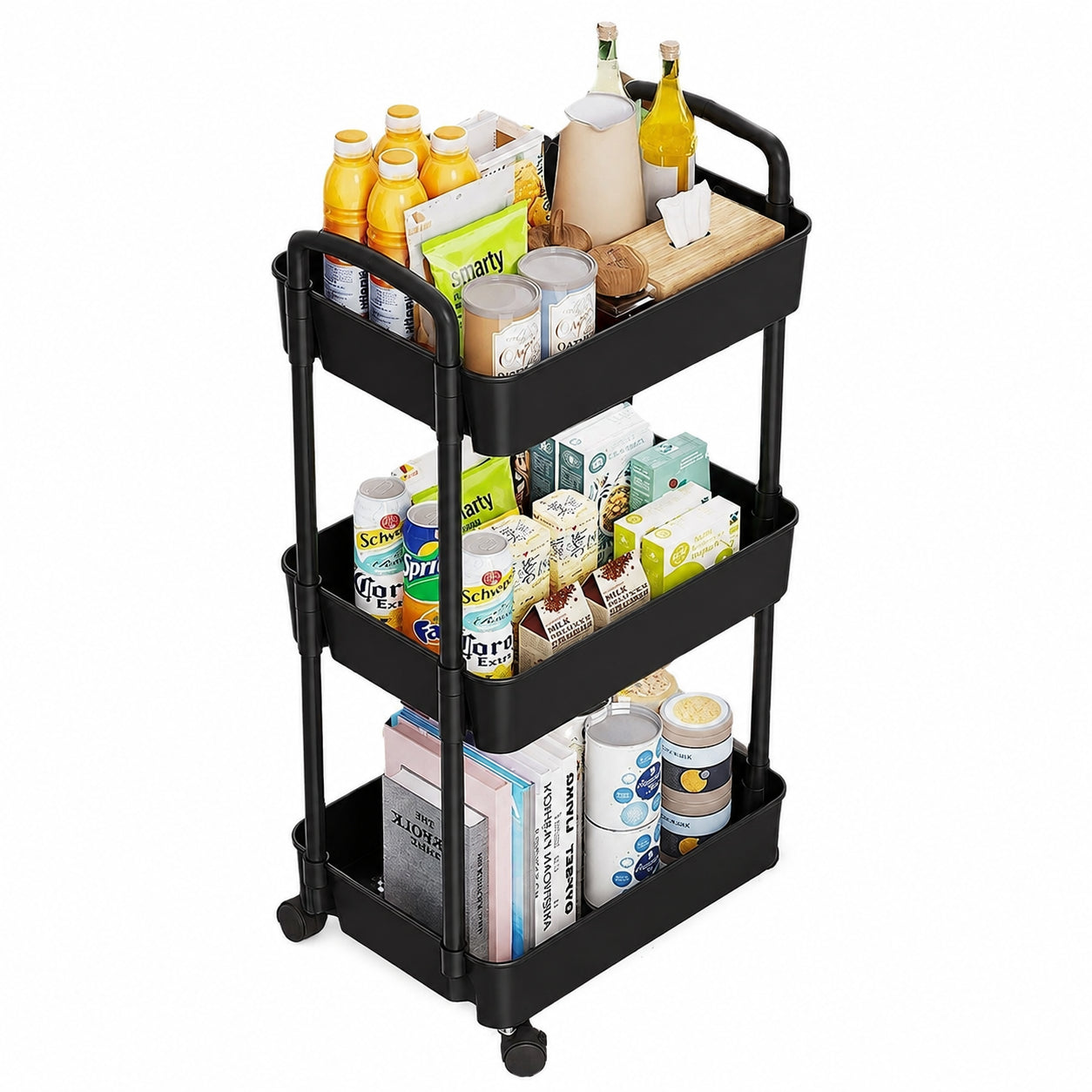 3-Tier Rolling Storage Trolley Cart for Kitchen, Bathroom, Laundry & Narrow Spaces