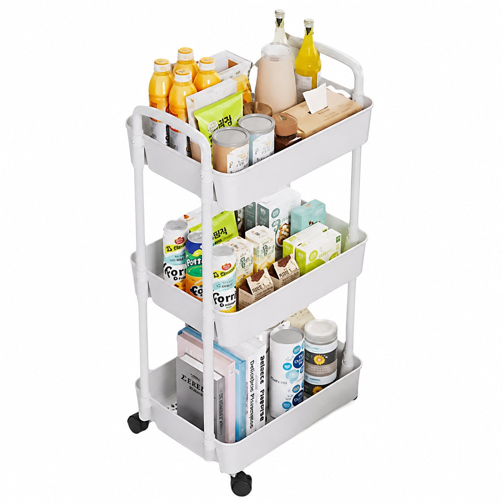3-Tier Rolling Storage Trolley Cart for Kitchen, Bathroom, Laundry & Narrow Spaces