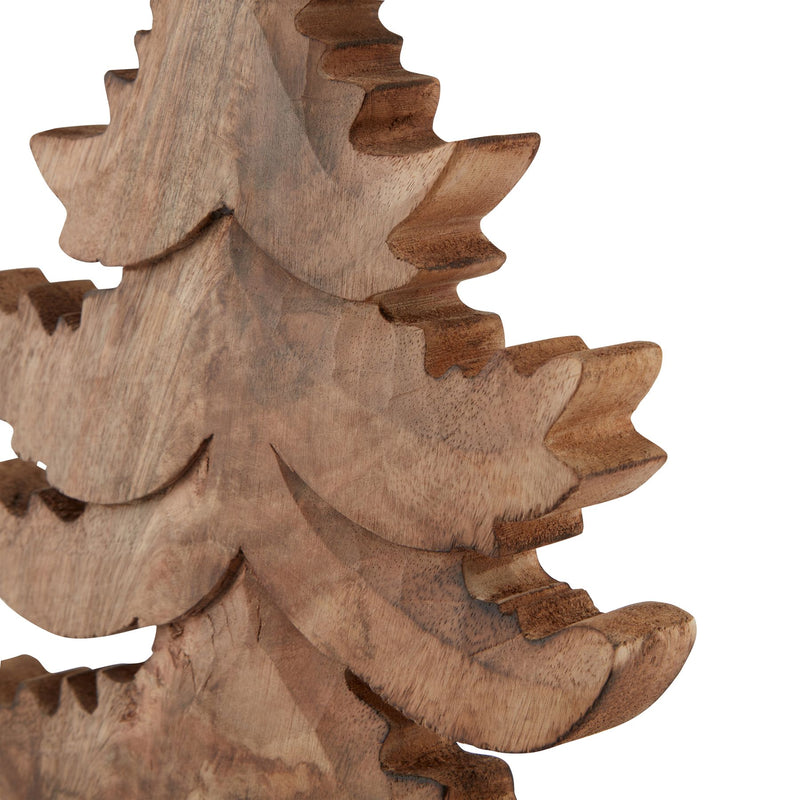 Close-up of the carved branch edges and wood grain