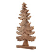 Carved natural wood Christmas tree on white