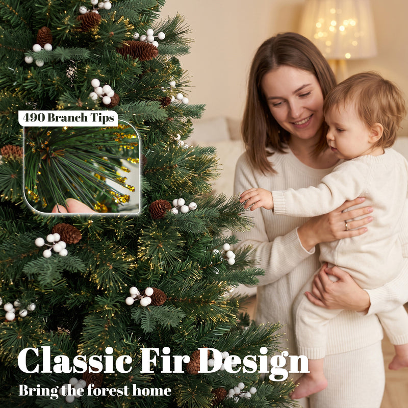 5ft fir Christmas tree with berries – image 5